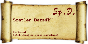 Szatler Dezső névjegykártya